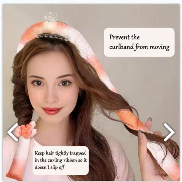 Other - Satin Heatless Curling Set in Peach and Cream​